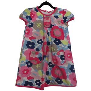 Mini Boden Girls Sz 5-6Y Pink Blue Floral A Line Short Sleeve Dress